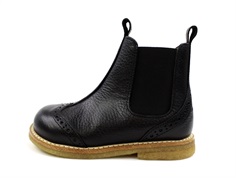 Angulus black ankle boots with perforated pattern